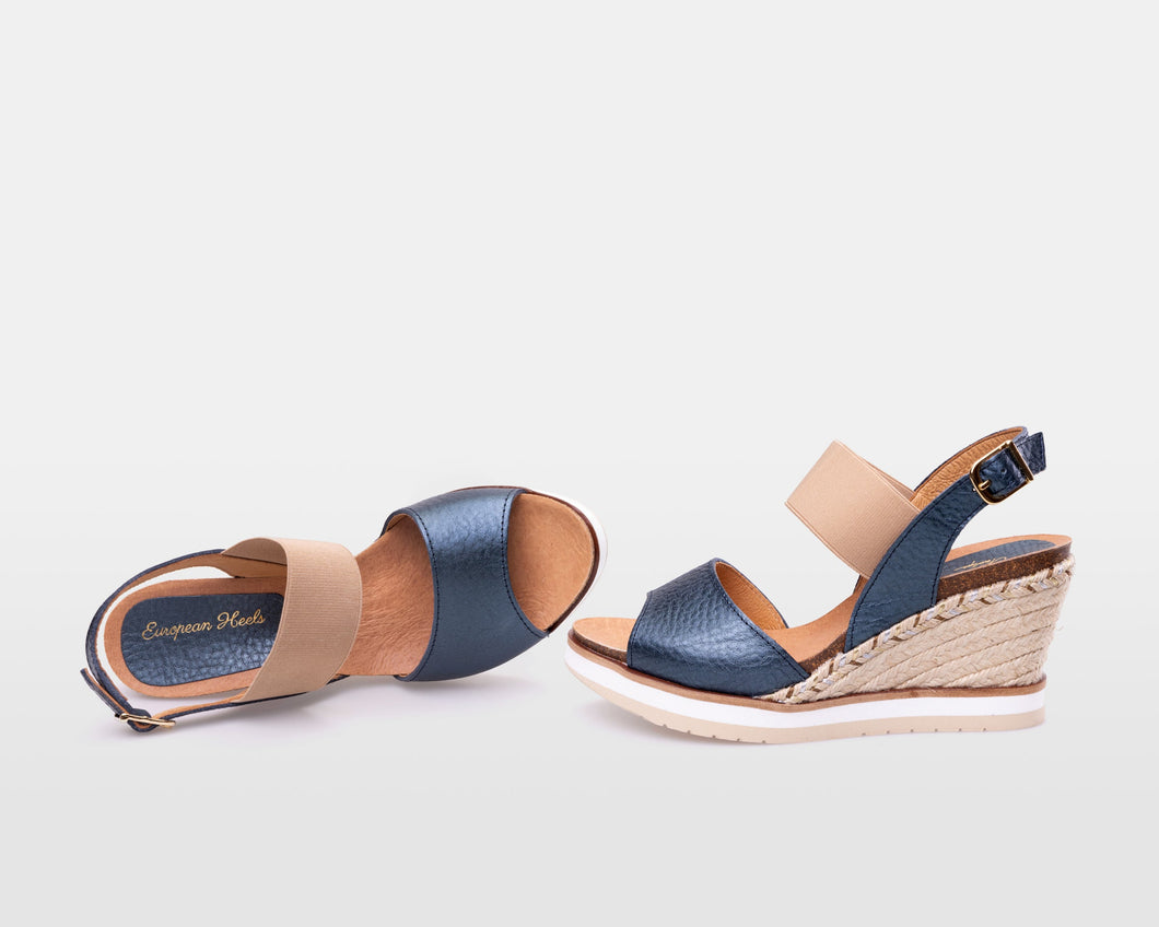 Size 36, 38, 39, 40, 41 - Sofia Wedge - Metallic Blue