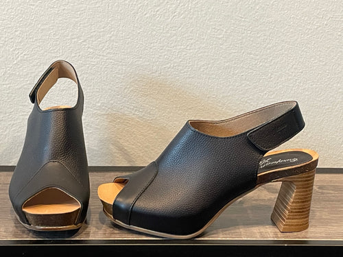 Size 37 - Peep Toe Slingback Bootie - Black Heel