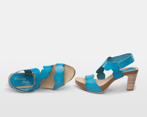 Size 36 - US 6/6.5 - Scalloped Teal - Lower Heel
