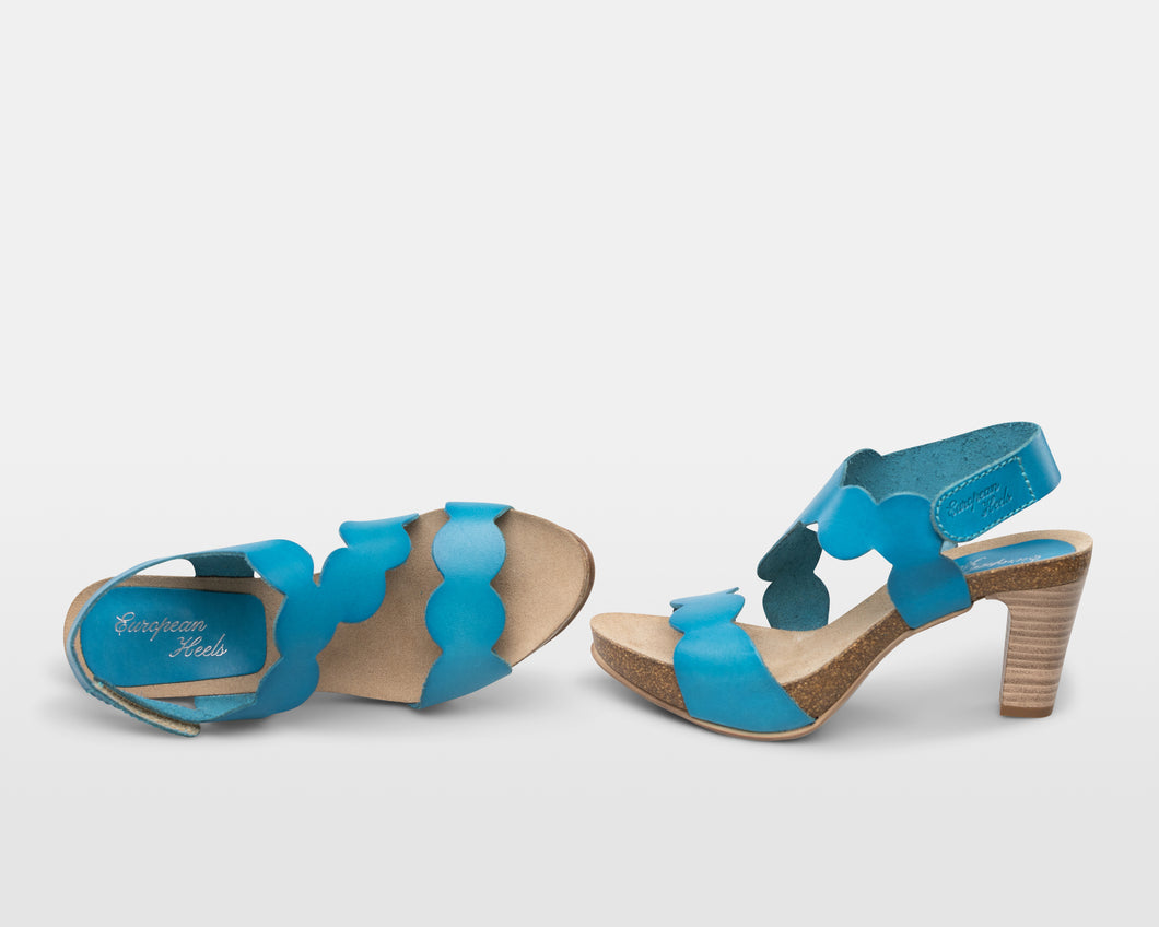 Size 36 - US 6/6.5 - Scalloped Teal - Lower Heel